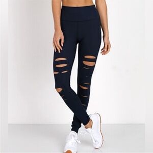 Alo High Waist Black Ripped Warrior Legging